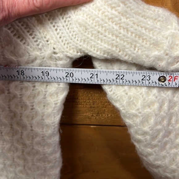 Anthropologie Small Women Cream Cable Knit Sweater High Neck Balloon Sleeve soft - Picture 2 of 8